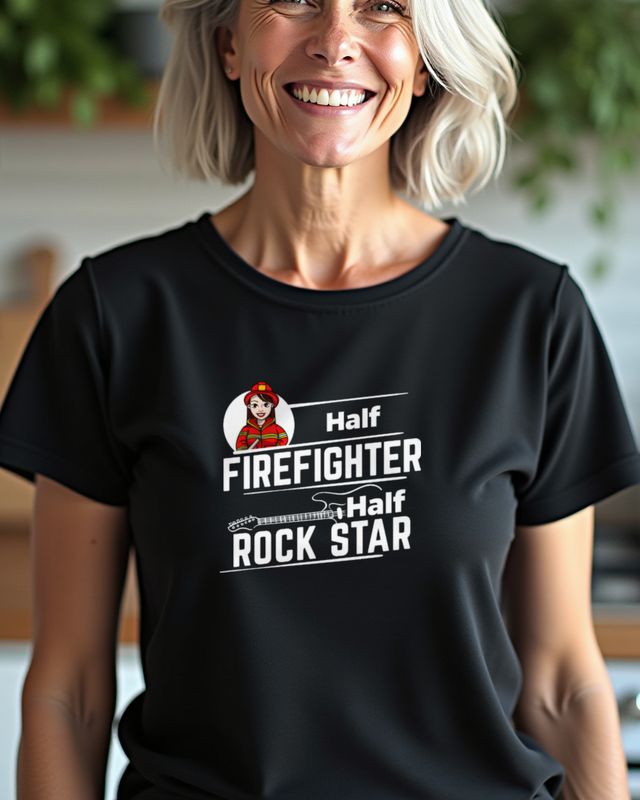 Half Firefighter Half Rock Star - Female Firefighter Gift โ T-Shirt