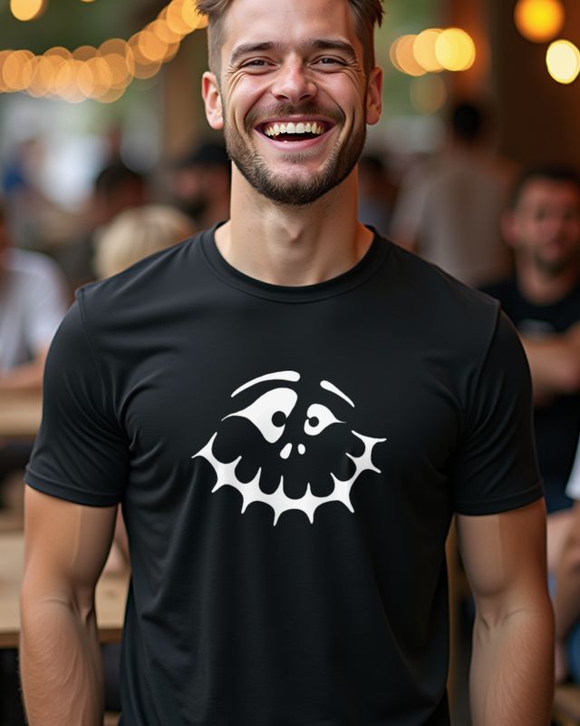 Halloween Gesicht 5 Linien Design - Gruseliges Halloween – T-Shirt