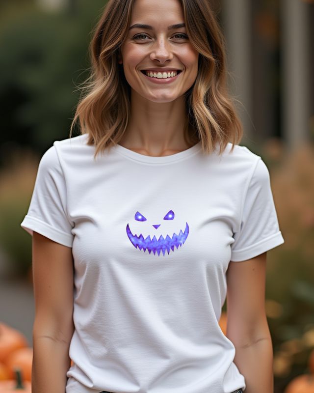 Purple Halloween Face - Spooky Halloween Design โ T-Shirt