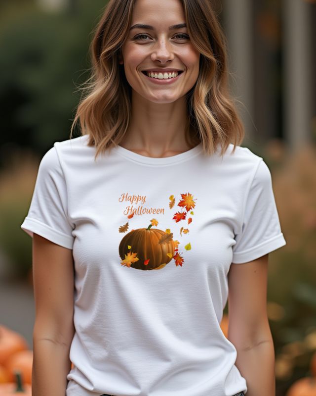 Happy Halloween Autumn Leaves and Pumpkin - Fall Design โ T-Shirt