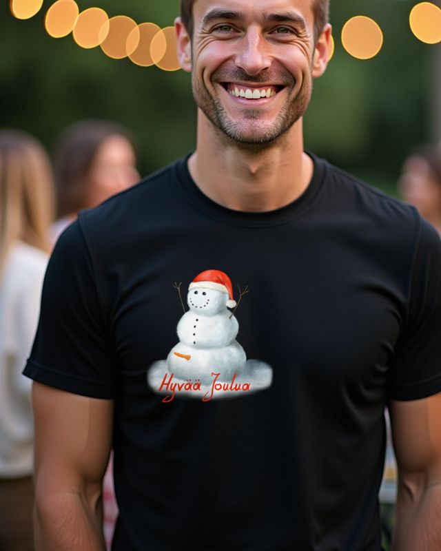Happy Snowman with Horns - Hyvää Joulua Finland Xmas – T-Shirt