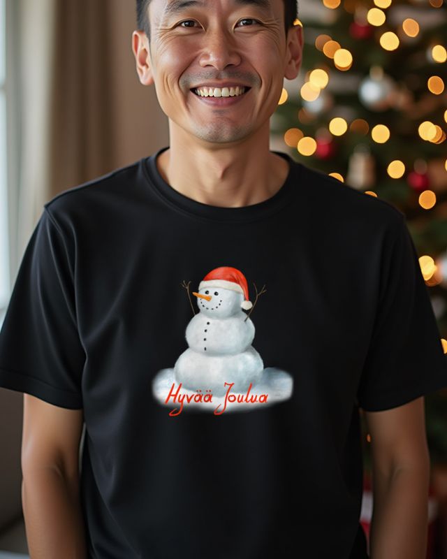 Happy Snowman Hyvää Joulua - Finnish Merry Christmas – T-Shirt