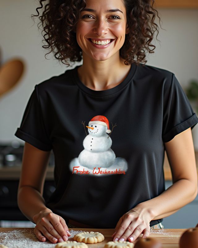 Happy Snowman Frohe Weihnachten - German Christmas Gift – T-Shirt