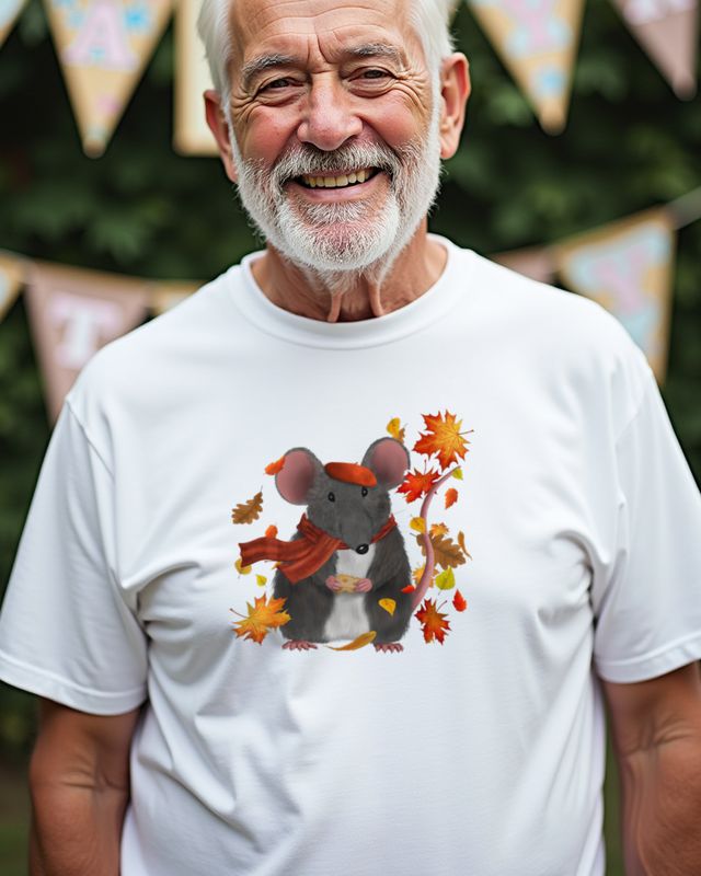 Autumn Leaves and Cute Mouse - Sweet Fall Animal Design – T-Shirt
