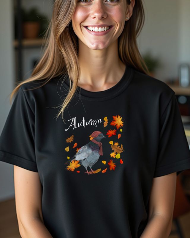 Herbstblätter und Taube - Herbst Motiv für Vogelfans