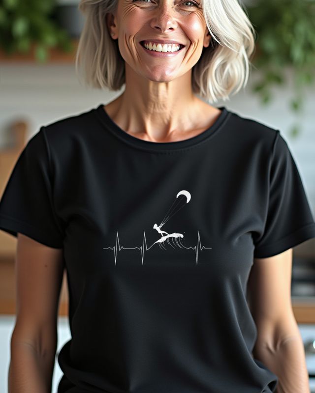 Herzschlag EKG Kitesurferin - Geschenk für Frauen – T-Shirt