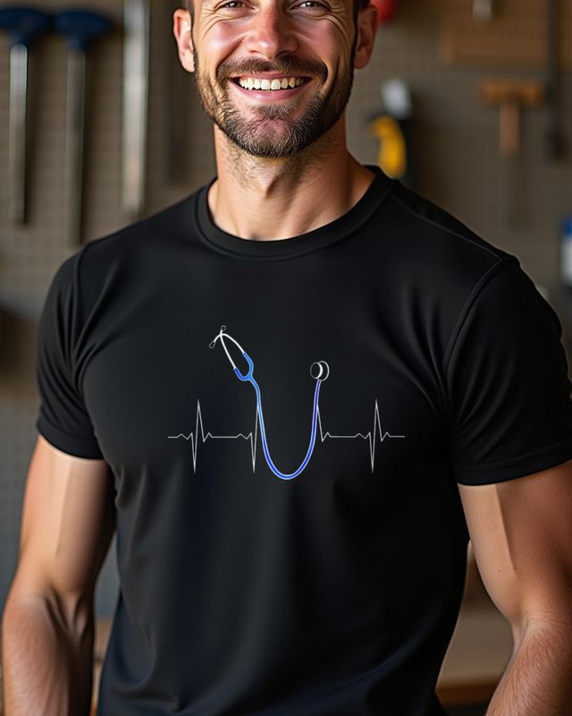 Herzschlag EKG und Stethoskop - Medizin Geschenk für Ärzte – T-Shirt