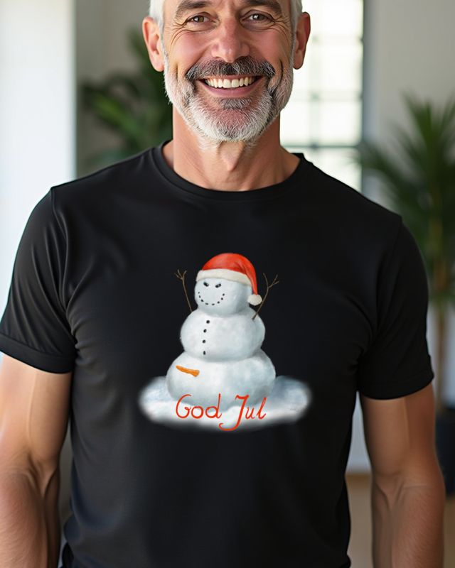 God Jul - Frecher böser Schneemann mit Mütze – T-Shirt