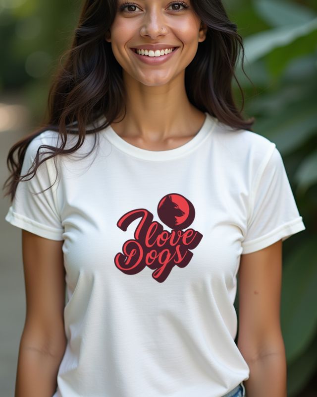 Hunde-Liebe: Schriftzug mit Hundekopf für Hundefans – T-Shirt