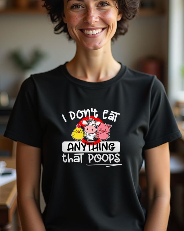 I Don’t Eat Anything That Poops - Lustiges Vegan Shirt – T-Shirt
