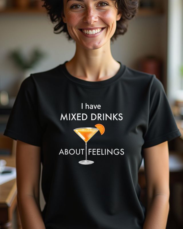 I Have Mixed Drinks About Feelings - Funny Cocktail Quote – T-Shirt