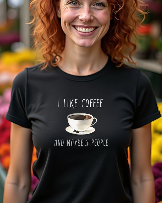 I Like Coffee and Maybe 3 People - Lustiger Kaffee Spruch – T-Shirt