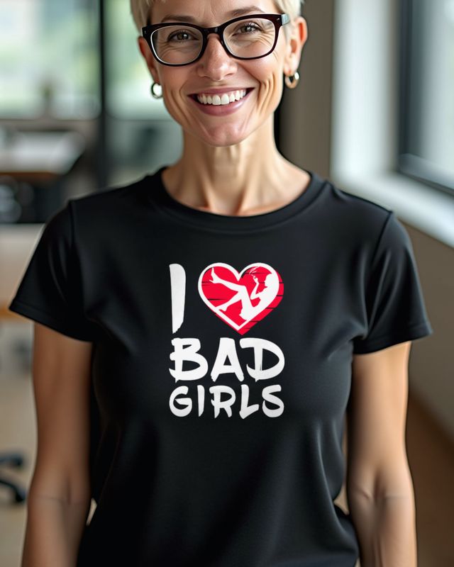 I Love Bad Girls - Cheeky Heart Slogan for Fans of Fun β T-Shirt