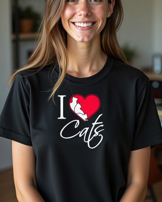 I love Cats - Ich liebe Katzen Geschenk Katzenmama – T-Shirt