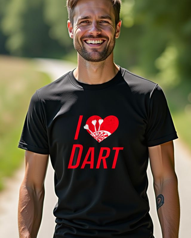I Love Dart - Dartspieler Geschenk mit Herz – T-Shirt