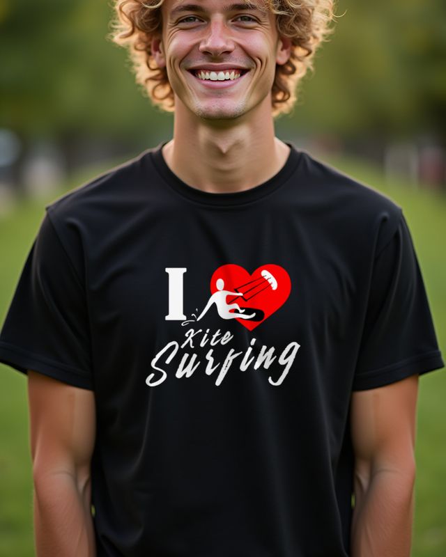 I love Kitesurfing mit Herz - Geschenk für Kitesurfer – T-Shirt