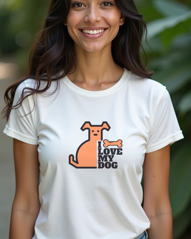 I Love My Dog - Dog with Bone – T-Shirt