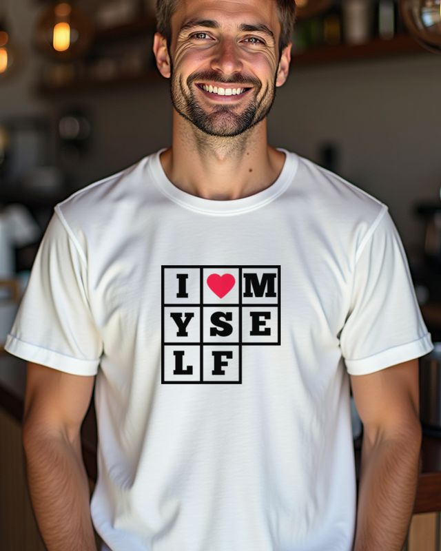 I Love Myself - Herz im Buchstabenraster – T-Shirt