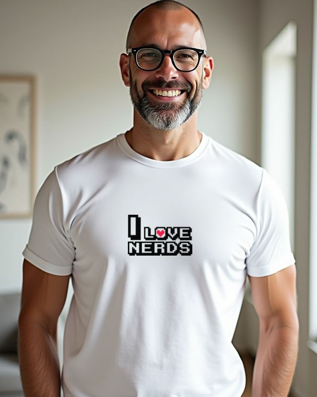 I Love Nerds - Pixel Schrift mit Herz – T-Shirt