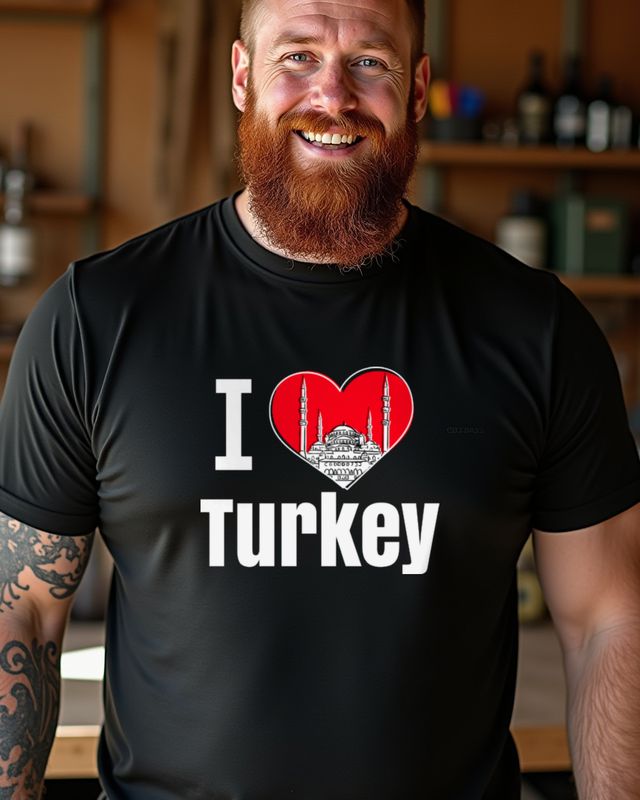 I Love Turkey - Moschee Silhouette im Herz – T-Shirt