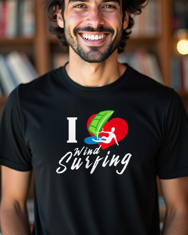 I love Windsurfing mit Herz - Geschenk für Windsurfer – T-Shirt