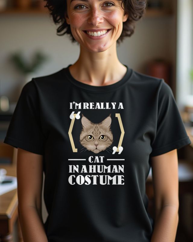 Cat in a Human Costume - Tabby Cat Face – T-Shirt