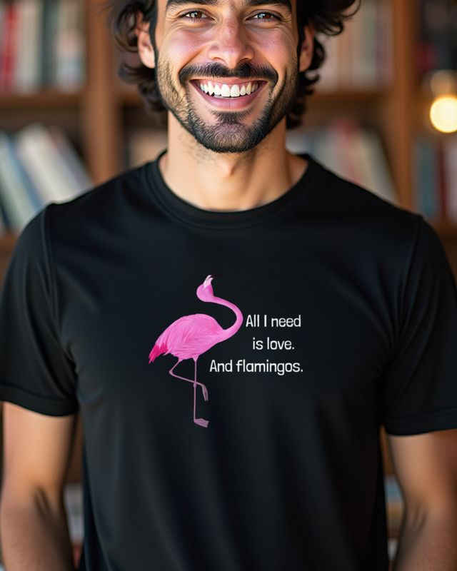 I need love and Flamingos - Süßes Flamingo Motiv – T-Shirt