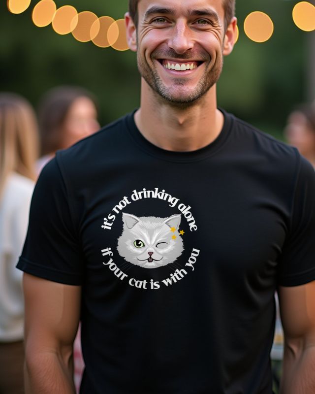 Trinken mit Katze ist nicht allein trinken - Lustig – T-Shirt