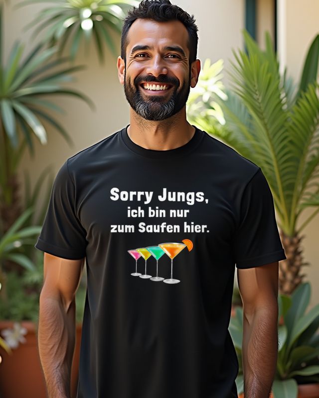 Jungs ich bin nur zum Saufen hier - Lustiges Malle Shirt – T-Shirt