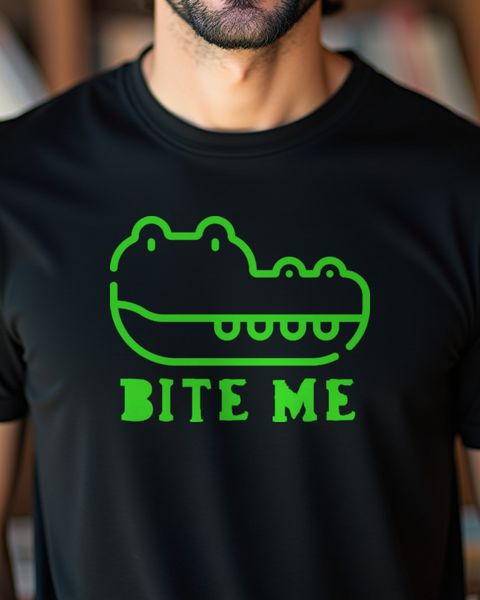 Bite Me - Grünes Krokodil mit frechem Spruch