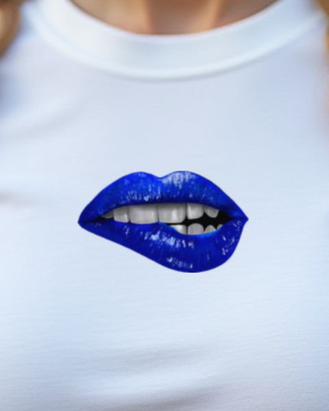Blue Lip Bite - Flirty Lips Design for Women
