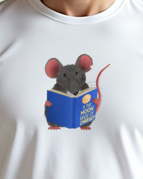 Bücherwurm Maus - Is the Moon Made of Cheese Lesen Geschenk