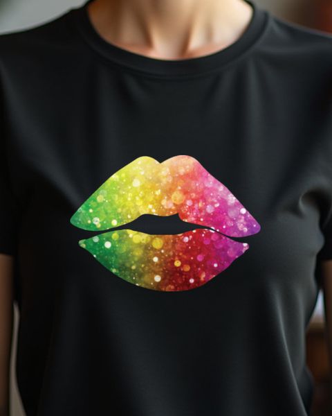 Colorful Lips - Vibrant Kiss Lips Pop Art Tee
