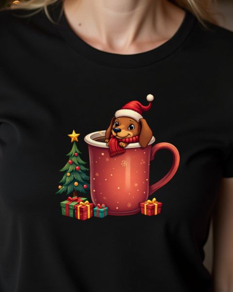 Christmas Dachshund Hugging Coffee Mug – No Text