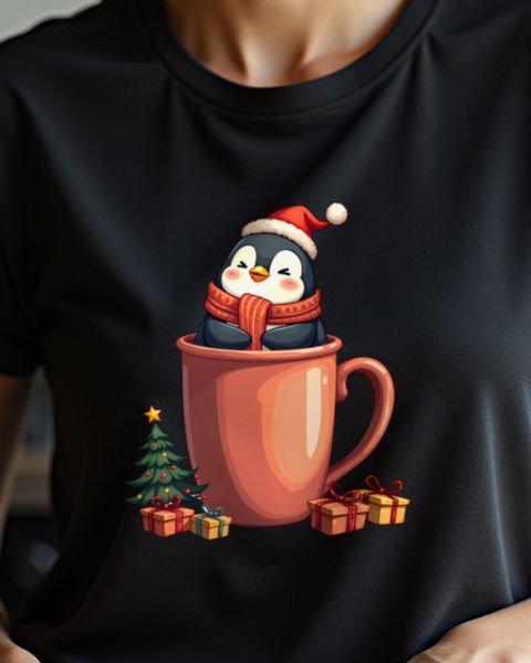Christmas Penguin Hugging Coffee Mug – No Text