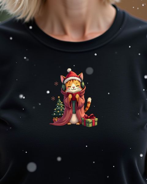 Cozy Christmas Cat in a Blanket Burrito – No Text