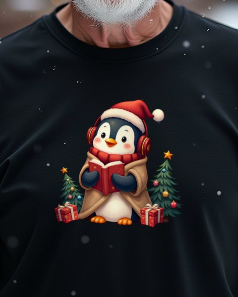 Cozy Christmas Penguin in a Blanket Burrito – No Text