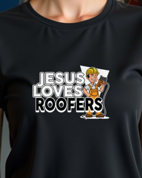 Jesus Loves Roofers - Cartoon Roofer
