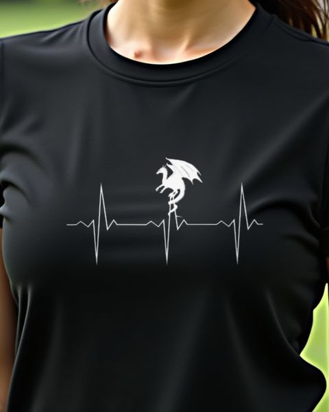 EKG Herzschlag Drache - Geschenk für Drachen Fans