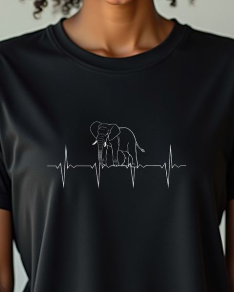 EKG Herzschlag Elefant Linie - Geschenk für Elefanten Fans