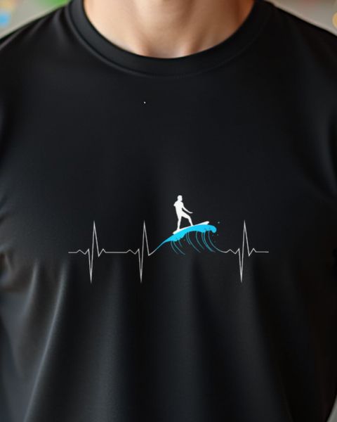 Surfer Heartbeat Line - Surfing EKG Gift for Surfers