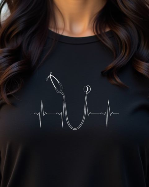 EKG Herzschlag mit Stethoskop - Geschenk für Arzt und Pflege