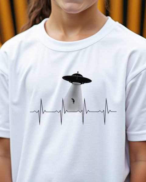 EKG Herzschlag mit UFO - Geschenk für Alien Fans
