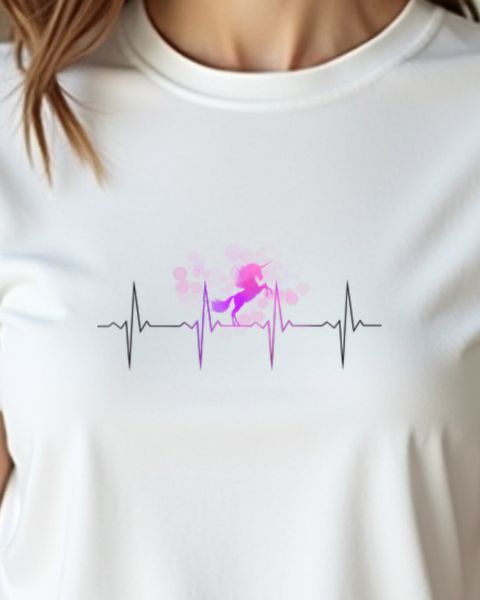 EKG Herzschlag Pinkes Einhorn - Einhorn Geschenk Mädchen