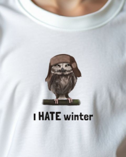 Owl in Ushanka - I Hate Winter - Funny Winter Design