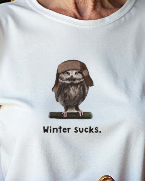 Owl in Ushanka - Winter Sucks - Funny Anti Winter