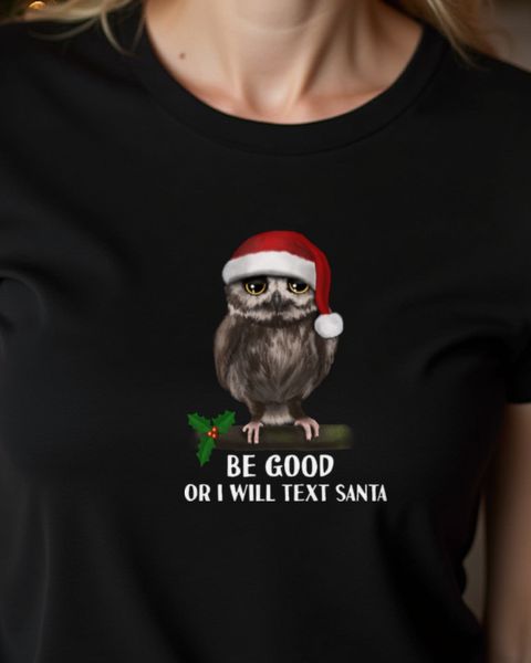 Owl Texting Santa - Funny Christmas Owl Design