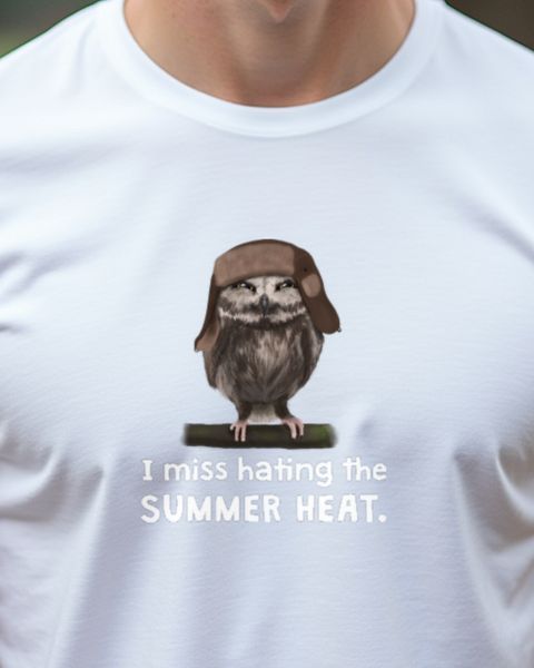 Owl in Ushanka Missing Summer - Funny Winter Owl Gift