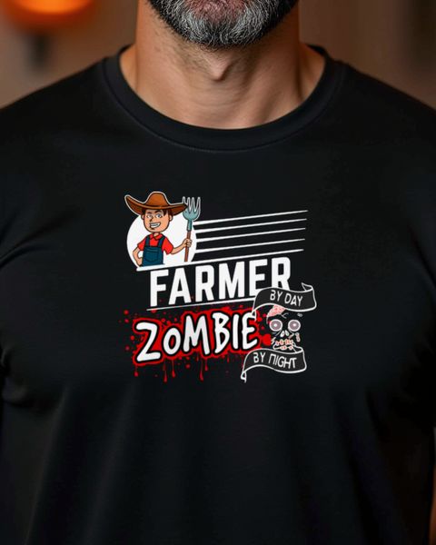 Farmer by Day Zombie by Night - Landwirt Halloween Shirt