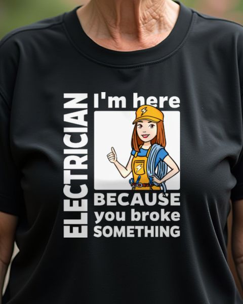 Female Electrician I’m Here - Woman Electrician Shirt